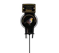 Sister Metal Robin Spike Vase With Black Plastic Insert Graveside Memorial Flower Holder Vase - Durable Metal Spike Grave Decoration Elegant Tribute for Loved Ones