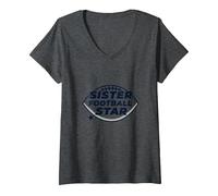Sister of a Football Star: Proud Family Support V-Neck T-Shirt, Women, Dark Heather Grey, L