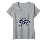 Sister of a Football Star: Proud Family Support V-Neck T-Shirt, Women, Heather Grey, XXL