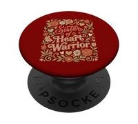 Sister of a Heart Warrior CHD Awareness Go Red Flowers PopSockets Adhesive PopGrip