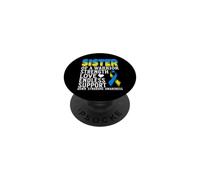 Sister of a Warrior Down Syndrome Awareness Family Matching PopSockets Adhesive PopGrip
