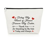 Sister of The Bride Gifts Makeup Bag Sister Maid of Honour Gifts Bridesmaid Thank You Gifts Wedding Day Bachelor Party Gifts for Bridesmaid Friend Sister Travel Cosmetic Bag Matron of Honor Gifts