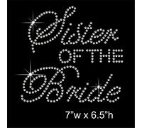 Sister of the Bride- Hen Stag Party Hotfix Rhinestone Diamante Iron on Transfer Motif Applique