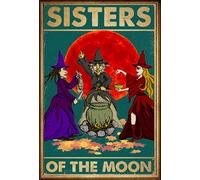 Sister Of The Moon Witch Witchery Witches Witches Magic Knowledge Magic Lover Gift Witches Retro Metal Tin Sign 8X12 Inches