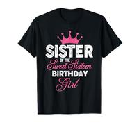 Sister of the Sweet Sixteen Birthday Girl 16th Pink Crown T-Shirt
