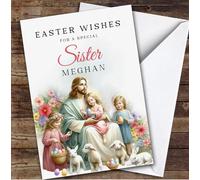 Sister Personalised Easter Card Jesus With Children | Personalised Easter Card For Sister, Her, Religious