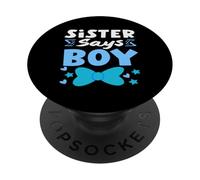 Sister Says Boy Gender Reveal Party Team Blue Voting PopSockets Adhesive PopGrip