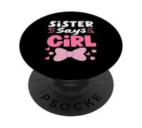 Sister Says Girl Gender Reveal Voting Team Pink Daughter PopSockets Adhesive PopGrip