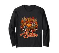 Sister Thanksgiving Colorful Leopard Pumpkin Fall Flowers Long Sleeve T-Shirt