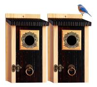 SISTERBIRD Pack of 2 Bluebird Houses for Outside, Outdoor Bird House, Gift