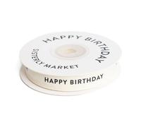 Sisterly Market - Custom Herringbone Cotton Ribbon, Natural 5/8 Inch Gift Ribbon with Happy Birthday Printed Phrase, 10 Yards