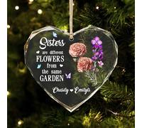 Sisters are Different Flowers from The Same Garden Ornament,Personalized Crystal Birth Month Flower Christmas Tree Ornament,Gift for Sisters Siblings Bestie