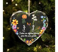 Sisters are Different Flowers from The Same Garden Ornament,Personalized Crystal Birth Month Flower Christmas Tree Ornament,Gift for Sisters Siblings Bestie