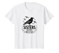 Sisters Before Misters: Raven Feminist Empowerment T-Shirt, Kids, White, 2 Years