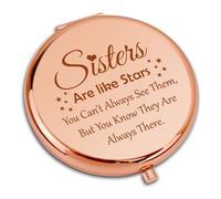 Sisters Birthday Gifts from Sister Compact Mirror for Friends Friendship Gifts for Best Friends Graduation Gift Bonus Sister Step Sister Big Sister Little Sister Gifts Round Rose Gold Makeup Mirror