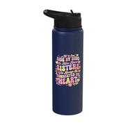 Sisters Bonded By Heart Side By Side Or Miles Apart Siblings Stainless Steel Insulated Water Bottle