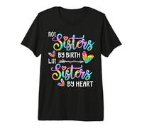 Sisters by Heart Leopard Tie Dye Bestie Couple Friend Lover Premium T-Shirt