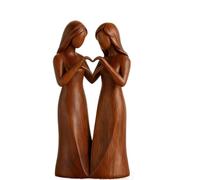 Sisters by My Side Friendship Statue, Hand Painted Resin Sister Figurines, Sis-ter Friendship Resin Figurines Statue, Hand-Carved Wooden Siste-rs Figuri-ne (2pcs)