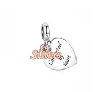 Sisters Conencted By Heart Love Big Little Sister Charm Bead Pendant 925 Sterling Silver Dangle Compatible With Pandora Charm Bracelet