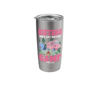 Sisters Don't Camp Alone Pulling Out Pink Camper Van Camping Stainless Steel Insulated Tumbler