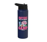 Sisters Don't Camp Alone Pulling Out Pink Camper Van Camping Stainless Steel Insulated Water Bottle