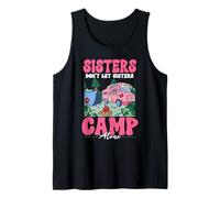 Sisters Don't Camp Alone Pulling Out Pink Camper Van Camping Tank Top