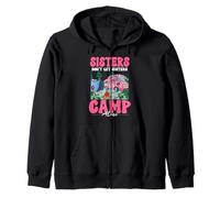 Sisters Don't Camp Alone Pulling Out Pink Camper Van Camping Zip Hoodie