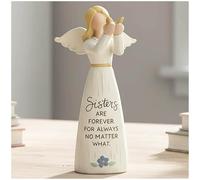 Sisters Forever Angel Figurine - Resin Angel Statue with Butterfly and Sentimental Message - Sisters Are Forever, For Always, No Matter What - 13.3 cm