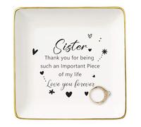 Sisters Gift-Important Piece of My Life-Thank You Gift for Sister,Sister-in-Law Female,Bestie,BFF,Best Friend Gift-Wedding Thanksgiving Birthday Christmas Gifts-Jewelry Tray Trinket Holder Ring Dish