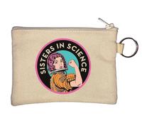 Sisters in Science Astronaut Graphic Key Chain Coin Purse Beige