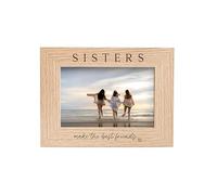 Sisters Make The Best Friends | French Oak Photo Frame | ENGRAVED For 6x4 Picture | Friendship Gift | (Landscape)