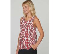 Sisters Point Embroidery Top with Wide Straps White/red