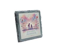 Sisters Slate Coaster - Side by Side or Miles Apart, Always Connected by Heart Design (slco-kf25-connecthearthg)