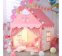 SISTICKER Kids Play Tents for Girls Large Fairy Playhouse for Kids Princess Castle Tent Gift Toys for Girl Toddler Children Play House (Pink)