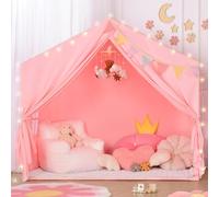 SISTICKER Kids Tent Indoor for Todllers with Mat, Star Light, Toddler Playhouse Play Tent Toddler Playroom Essentials Toys for Boys Girls Birthday Gift for Kids (Pink)