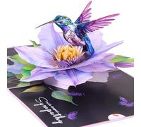 SISTIMON Sympathy Pop Up Card, 3D Hummingbird Flowers Condolence Card | Deepest Sympathy, Sorry for Your Loss Card for the Loss of a Loved One, Elegant Thinking of You Gift, 6 x 8 Inch