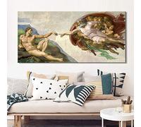 Sistine Chapel Ceiling Fresco Creation of Adam Poster Print on Canvas Wall Art Picture, for Living Room Home Decor No Frame (Size : (11.8x23.6inch)30x60cm unframed)