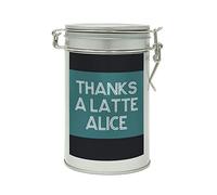 Sistir, Thanks A Latte Coffee Personalised Gift in A Tin. Novelty Thank You Gift for Coffee Lover. Choice of 10 Label Colours. 100% Arabica Grounds, Roasted and Packed in The UK. 150g