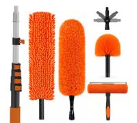 SISUPASSIE 7.2m Extendable Feather Duster Kit, Long Handled Dusters for Cleaning with Professional Extendable Pole, Long Reach Washable Duster for Cleaning Windows Cobwebs Ceilings Fans