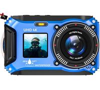SiSuSy UHD 4K 56MP 33FT Digital Underwater Camera with 32GB Card, Dual Screen, Waterproof, Dustproof, Floating, Compact, Autofocus, Tip and