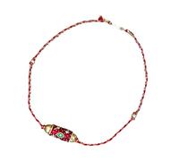 [Sisyeuo] Ethnic Fashion Rose Rope Coating Drum Sphere Success Charm Chain with Old Plan Rose Rope Coating Jewelry for Women