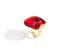 [Sisyeuo] Unique Vintage Style Geometric Art Ring Irregular Shape Transparent Resin Material Durable Comfort Fit Women Jewelry Solid Rings