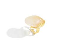[Sisyeuo] Unique Vintage Style Geometric Art Ring Irregular Shape Transparent Resin Material Durable Comfort Fit Women Jewelry Solid Rings