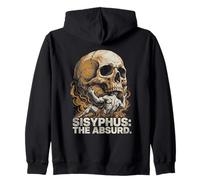 Sisyphus The Absurd Vintage Philosophical Skull Zip Hoodie