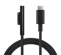 Sisyphy Nylon Braided Charging Cable for Microsoft Surface Pro 7/6/5/4/3Go3/2/1 Laptop 4/3/2/1, Must Work with 45W 15V 3A USB-C Charger (Black, 6ft)