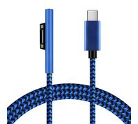 Sisyphy Nylon Braided Surface Connect to USB-C Charging Cable (6ft Blue), Requires 45W 15V/3A USB-C Charger PD Power Supply, Compatible with Microsoft Surface Pro7/6/5/4/3 Go 3/2/1 Laptop