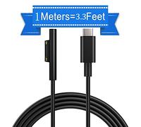 Sisyphy Surface Connect to USB-C Charging Cable (Black 3.3ft), Compatible for Microsoft Surface Pro 11/10/9/4/7/6/5/4/3 Go4/3/2/1 Laptop7/6/3/2/1, Works with 45W 15V3A USBC Charger Power Supply