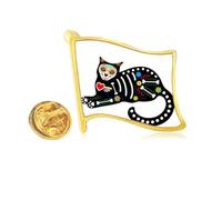sit black cat b heart halloween terror atmosphere Golden Metal Flag Lapel Pin Badge