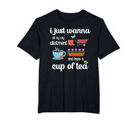 Sit by My Allotment and Have A Cup of Tea T-Shirt, Men's Big and Tall, Black, 4X Tall