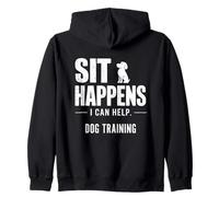 Sit Happens Dog Trainer I Can Help Funny Dog Training Back Zip Hoodie